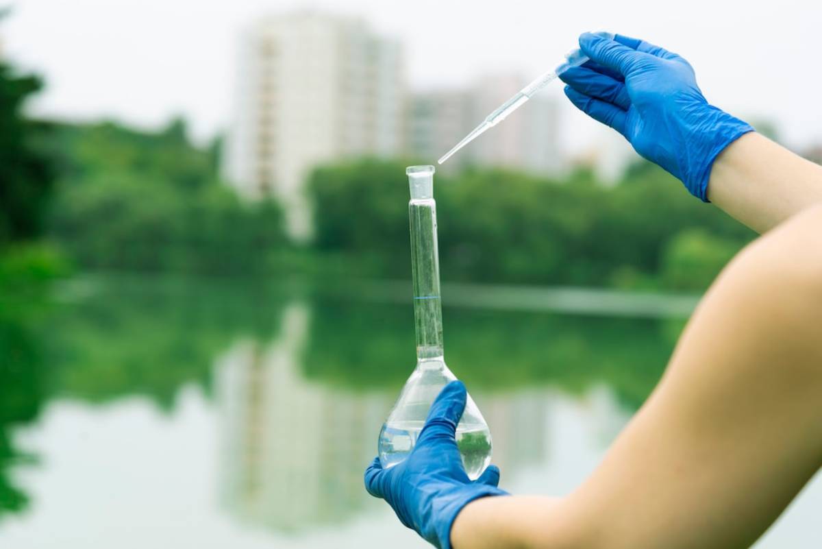 A scientist or biologist takes a sample 